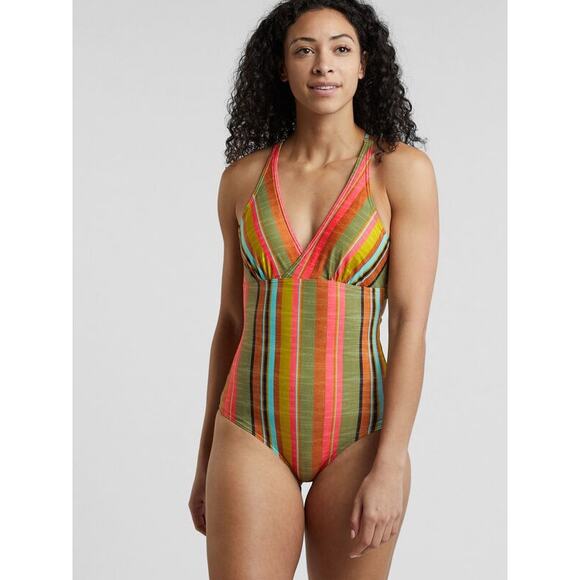 [Prana] Multi-Color Fergusen Cacti Soleil Stripe One-Piece Swimsuit Sz Medium M - Picture 2 of 14